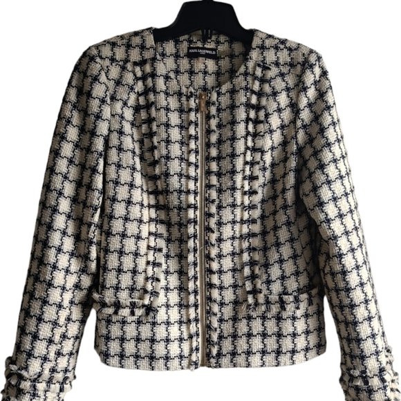 M🌻KARL LAGERFELD Tweed Pattern Evening Jacket - Picture 2 of 11